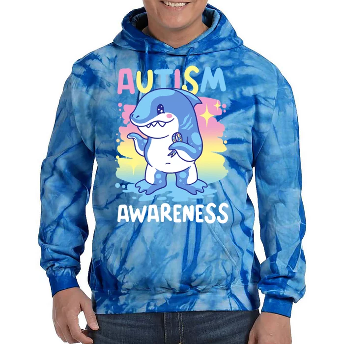 Autism Awareness With A Shark For Autism Gift Tie Dye Hoodie