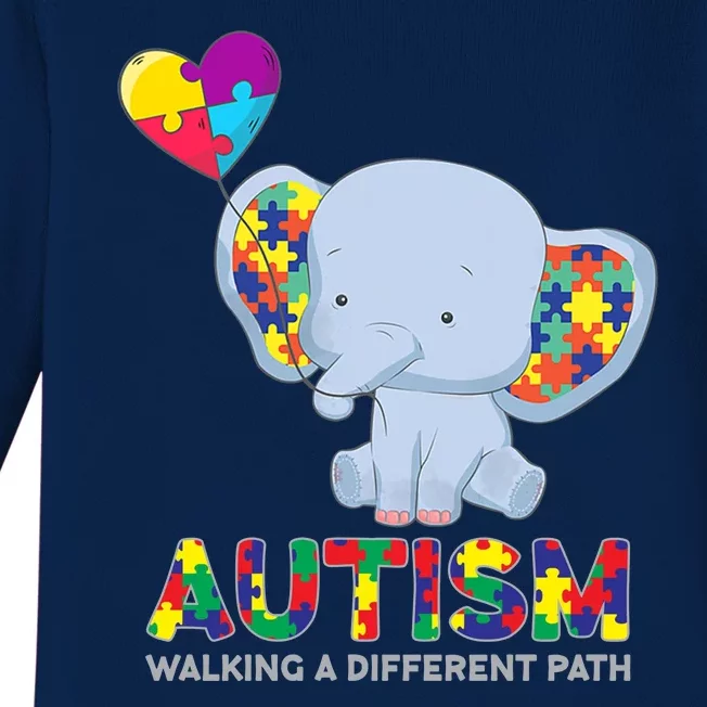 Autism Awareness Walking A Different Path Elephant Baby Long Sleeve Bodysuit