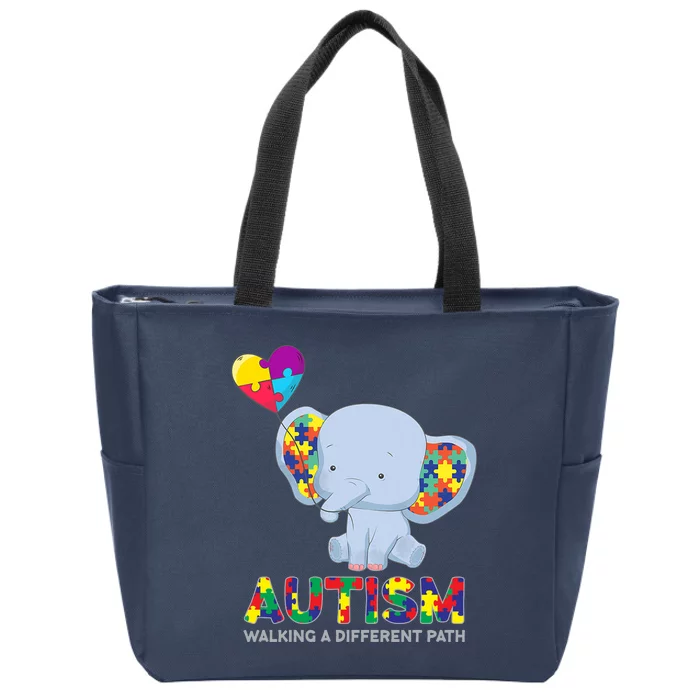 Autism Awareness Walking A Different Path Elephant Zip Tote Bag