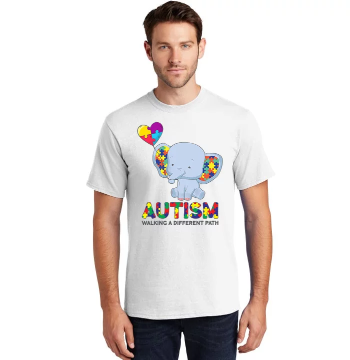 Autism Awareness Walking A Different Path Elephant Tall T-Shirt