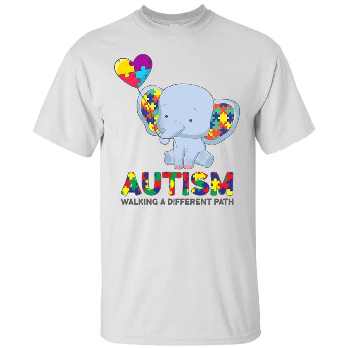 Autism Awareness Walking A Different Path Elephant Tall T-Shirt