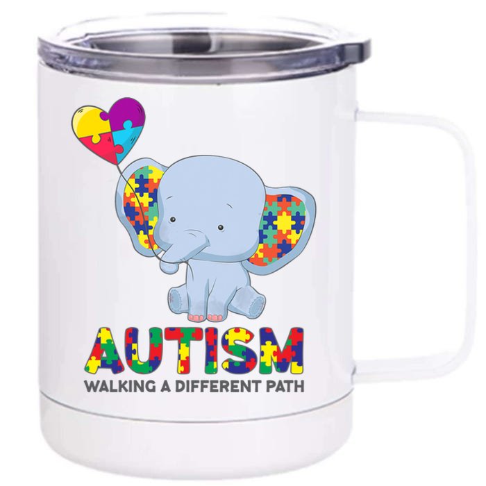 Autism Awareness Walking A Different Path Elephant Front & Back 12oz Stainless Steel Tumbler Cup