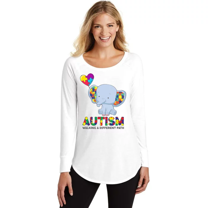 Autism Awareness Walking A Different Path Elephant Women's Perfect Tri Tunic Long Sleeve Shirt