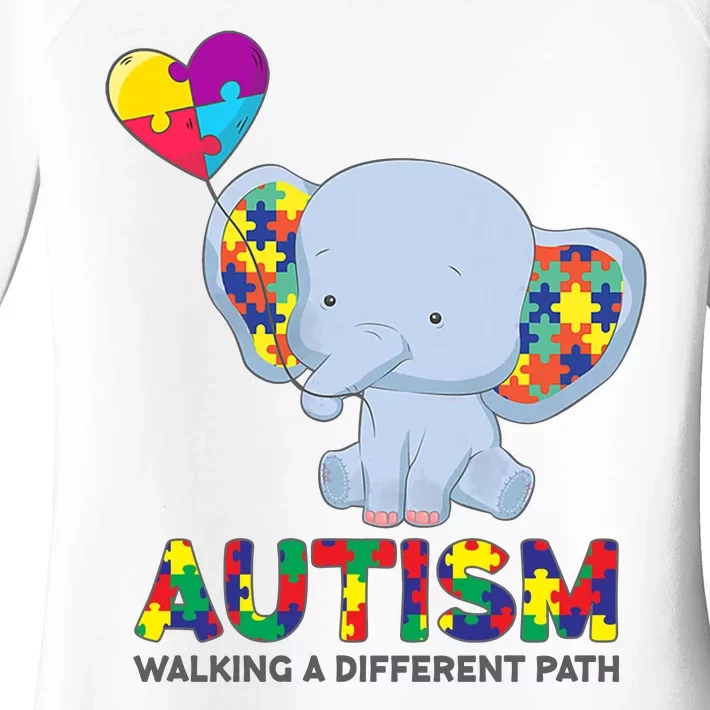 Autism Awareness Walking A Different Path Elephant Women's Perfect Tri Tunic Long Sleeve Shirt