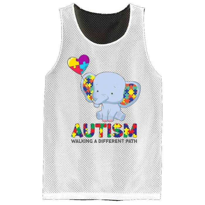 Autism Awareness Walking A Different Path Elephant Mesh Reversible Basketball Jersey Tank