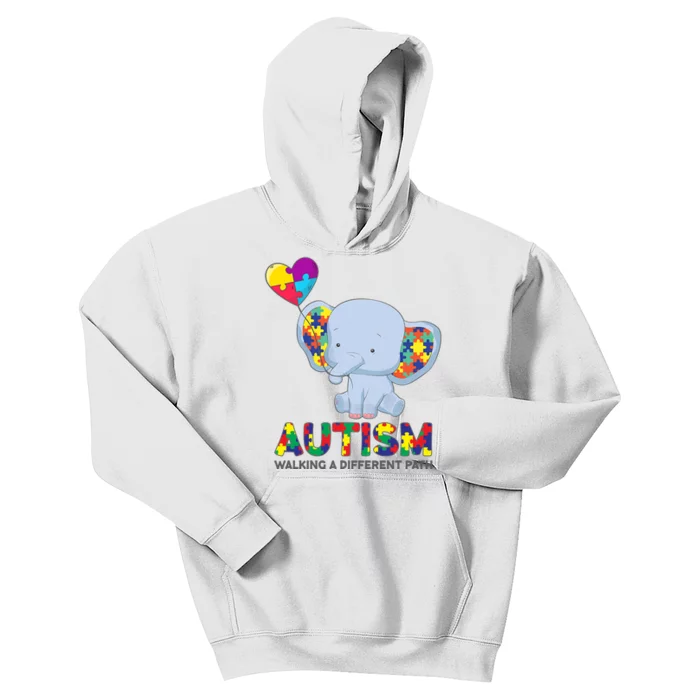 Autism Awareness Walking A Different Path Elephant Kids Hoodie