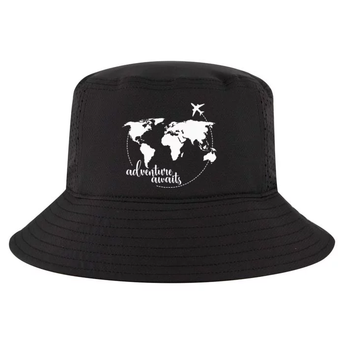 Adventure Awaits World Map For Travel Vacations Cool Comfort Performance Bucket Hat