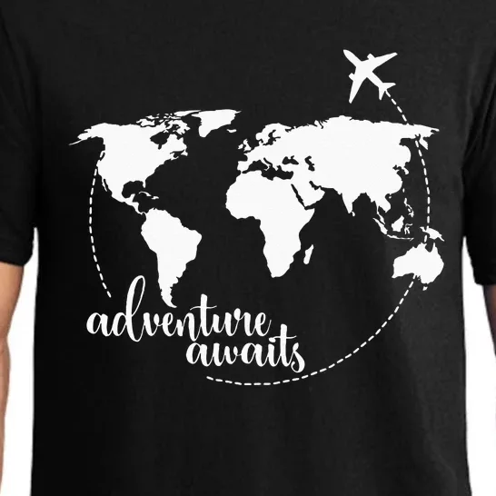 Adventure Awaits World Map For Travel Vacations Pajama Set