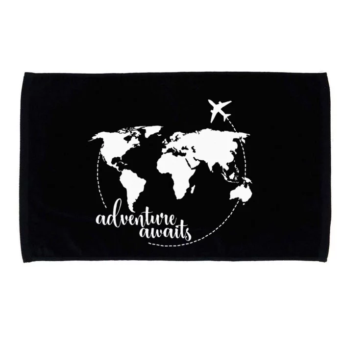 Adventure Awaits World Map For Travel Vacations Microfiber Hand Towel