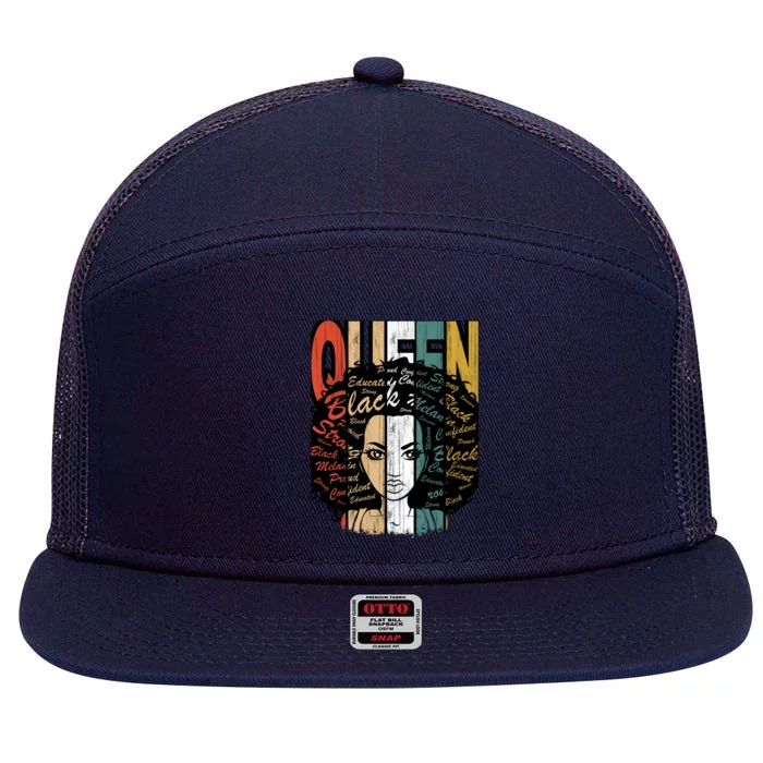 African American Woman Queen Funny African American Girl 7 Panel Mesh Trucker Snapback Hat