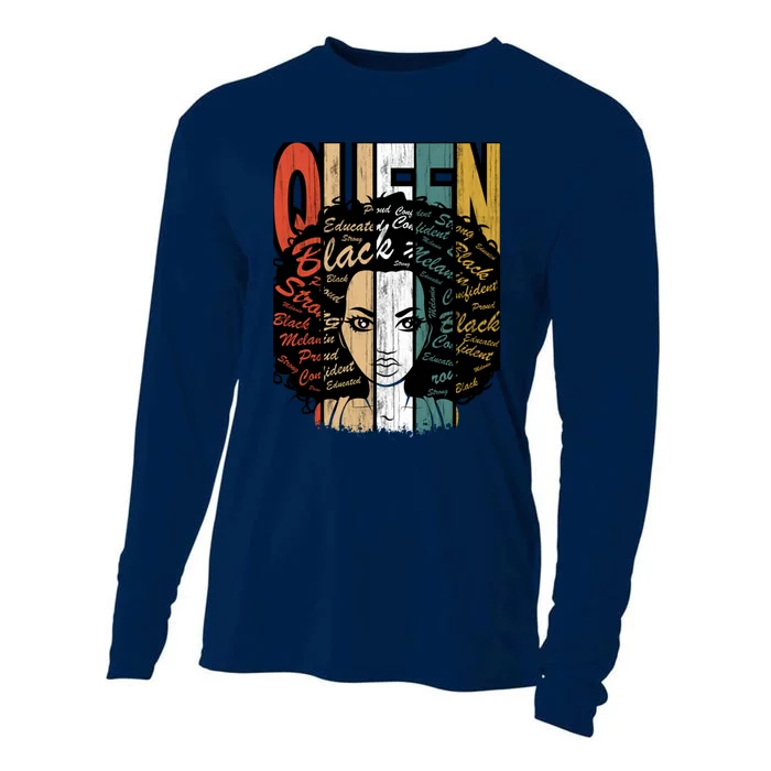 African American Woman Queen Funny African American Girl Cooling Performance Long Sleeve Crew