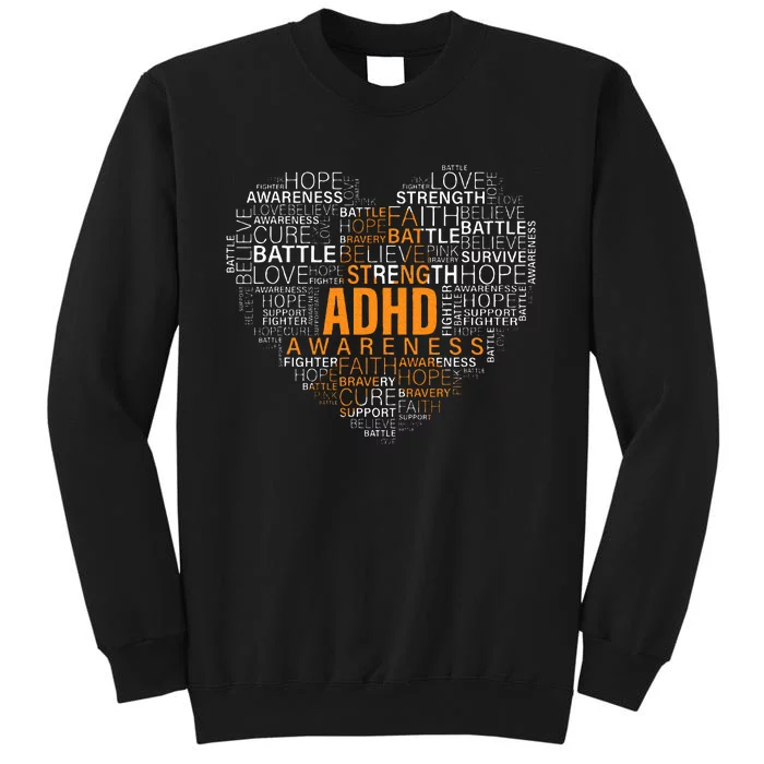 ADHD awareness words cloud heart support proud ADHD warrior Sweatshirt