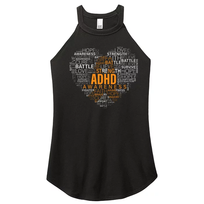 ADHD awareness words cloud heart support proud ADHD warrior Women’s Perfect Tri Rocker Tank