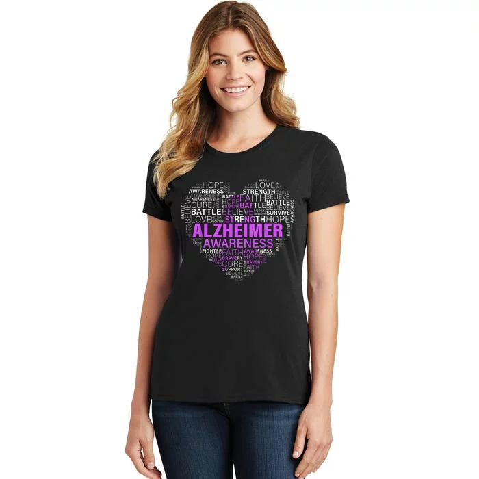 Alzheimer Awareness Words Support Proud Alzheimer Warrior Women's T-Shirt