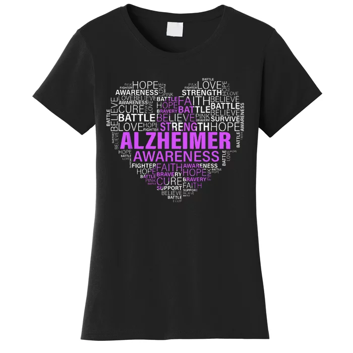 Alzheimer Awareness Words Support Proud Alzheimer Warrior Women's T-Shirt