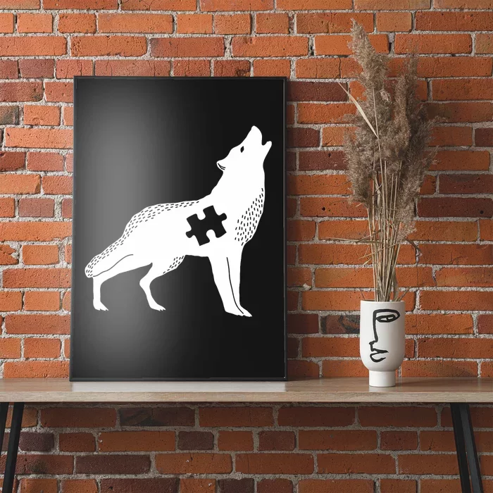 Autism Awareness Wolf With Puzzle Poster