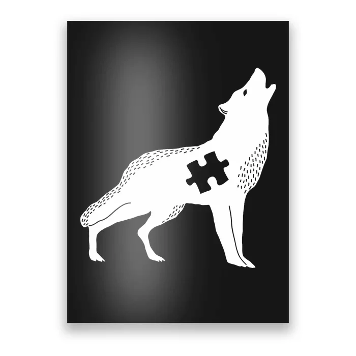 Autism Awareness Wolf With Puzzle Poster