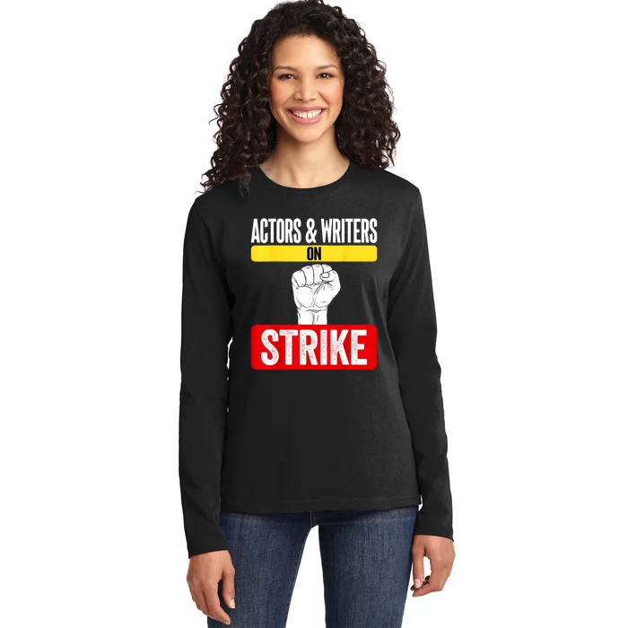 Actors And Writers On Strike I Stand With Writers Guild WGA Ladies Long Sleeve Shirt