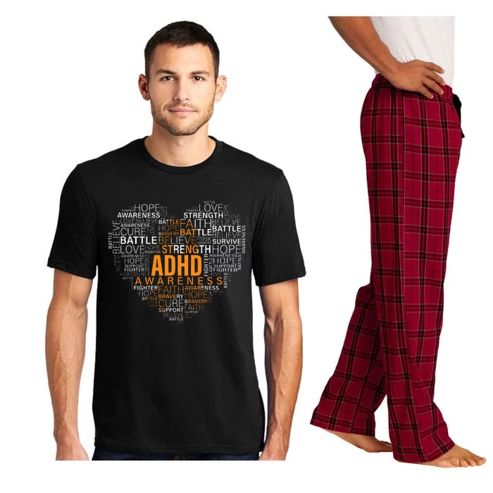 ADHD awareness words cloud heart support proud ADHD warrior Pajama Set