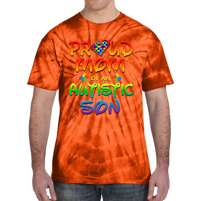 Autism Awareness Wear Proud Mom Of Son Tie-Dye T-Shirt