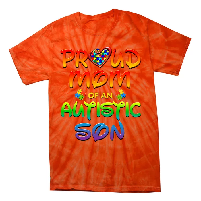 Autism Awareness Wear Proud Mom Of Son Tie-Dye T-Shirt