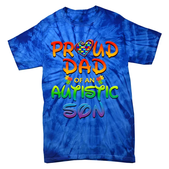 Autism Awareness Wear Proud Dad Of Son Gift Tie-Dye T-Shirt