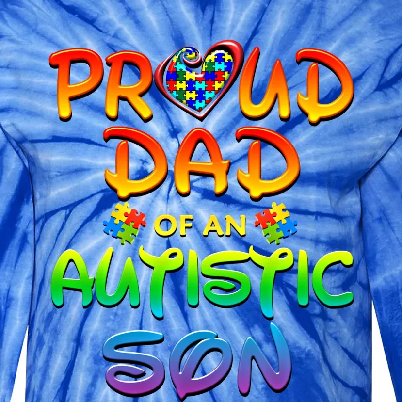 Autism Awareness Wear Proud Dad Of Son Gift Tie-Dye Long Sleeve Shirt