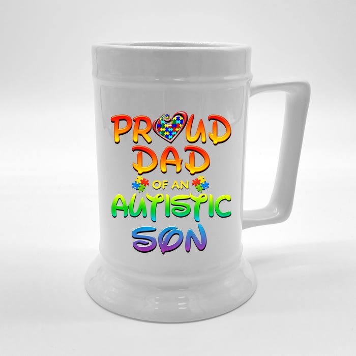 Autism Awareness Wear Proud Dad Of Son Gift Front & Back Beer Stein