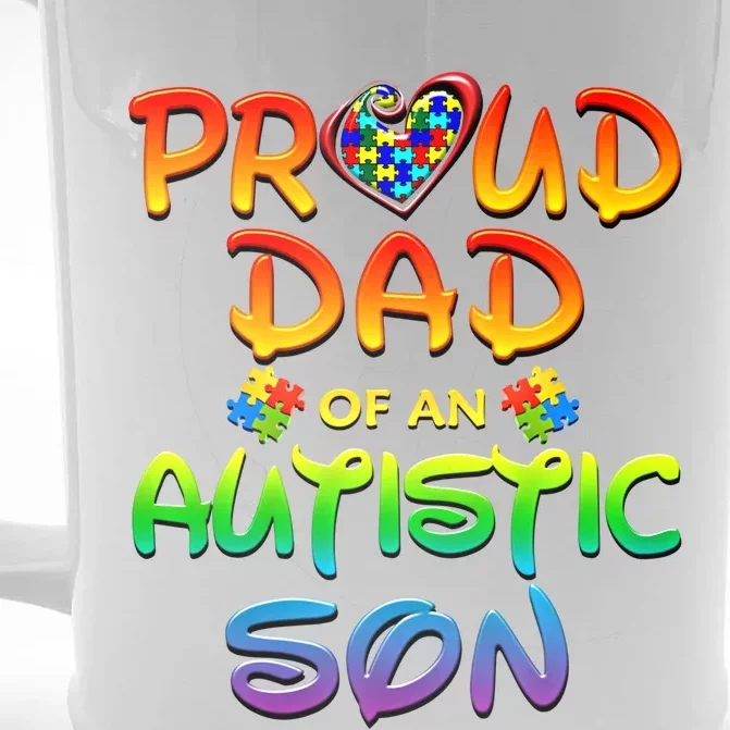 Autism Awareness Wear Proud Dad Of Son Gift Front & Back Beer Stein