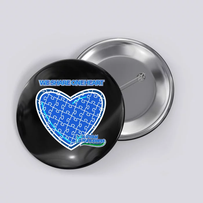 Autism Awareness We Share One Heart Button