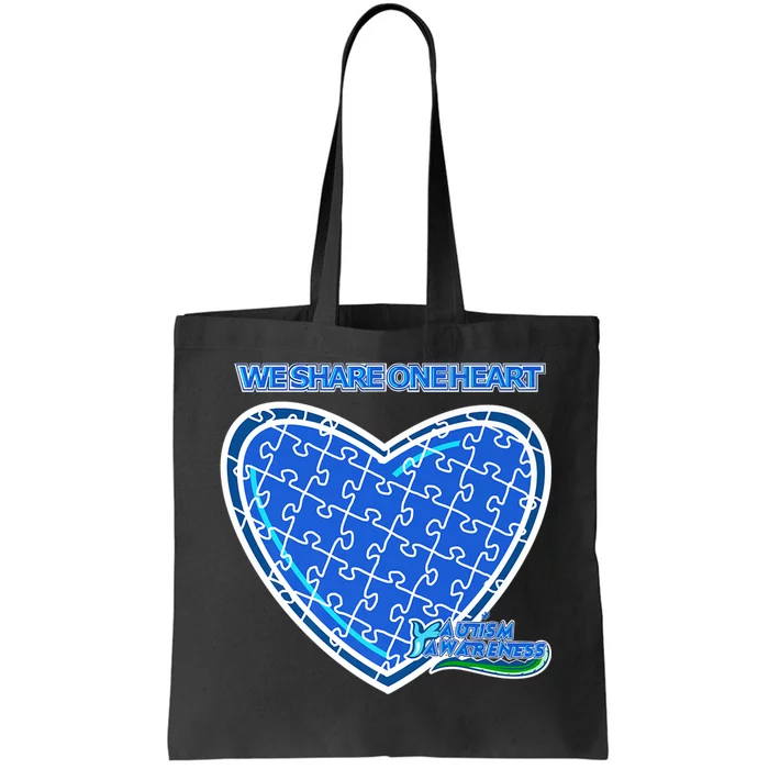 Autism Awareness We Share One Heart Tote Bag