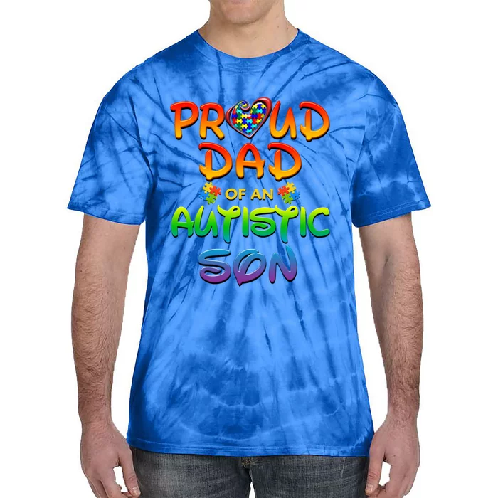 Autism Awareness Wear Proud Dad Of Son Gift Tie-Dye T-Shirt