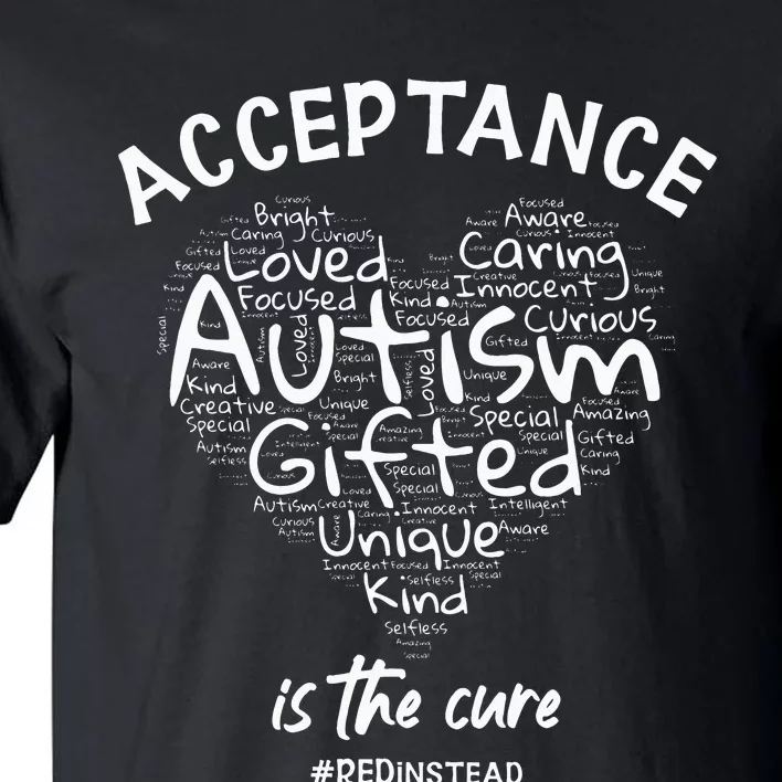 Autism Awareness Wear Red Instead Autism Heart REDinstead Tall T-Shirt