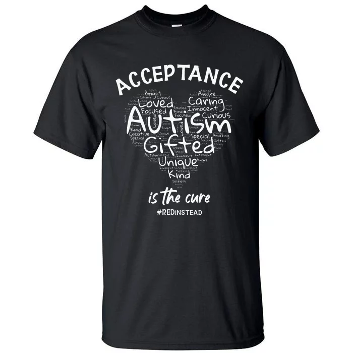 Autism Awareness Wear Red Instead Autism Heart REDinstead Tall T-Shirt