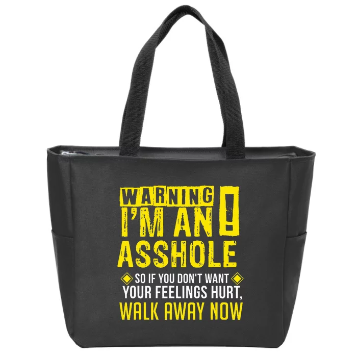 Asshole Assholes Warning Vulgar Profanity Fun Gag Gift Zip Tote Bag