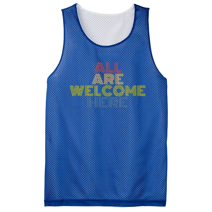 All Are Welcome Here Immigration Retro 70s Vintage Gift Mesh Reversible Basketball Jersey Tank