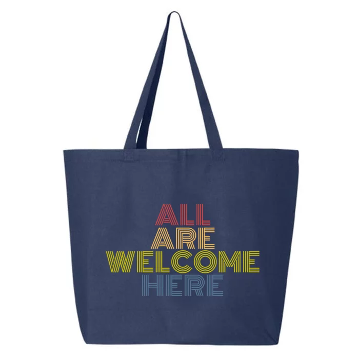 All Are Welcome Here Immigration Retro 70s Vintage Gift 25L Jumbo Tote