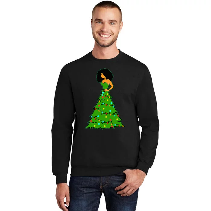 African American Woman Christmas Tree Xmas Decor Sweatshirt