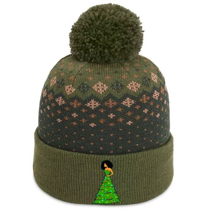 African American Woman Christmas Tree Xmas Decor The Baniff Cuffed Pom Beanie