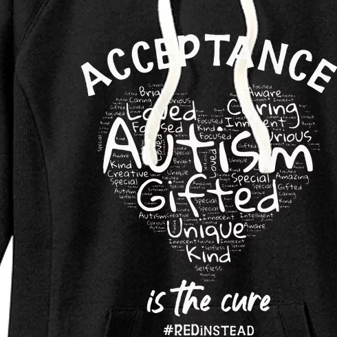 Autism Awareness Wear Red Instead Autism Heart REDinstead Women's Fleece Hoodie