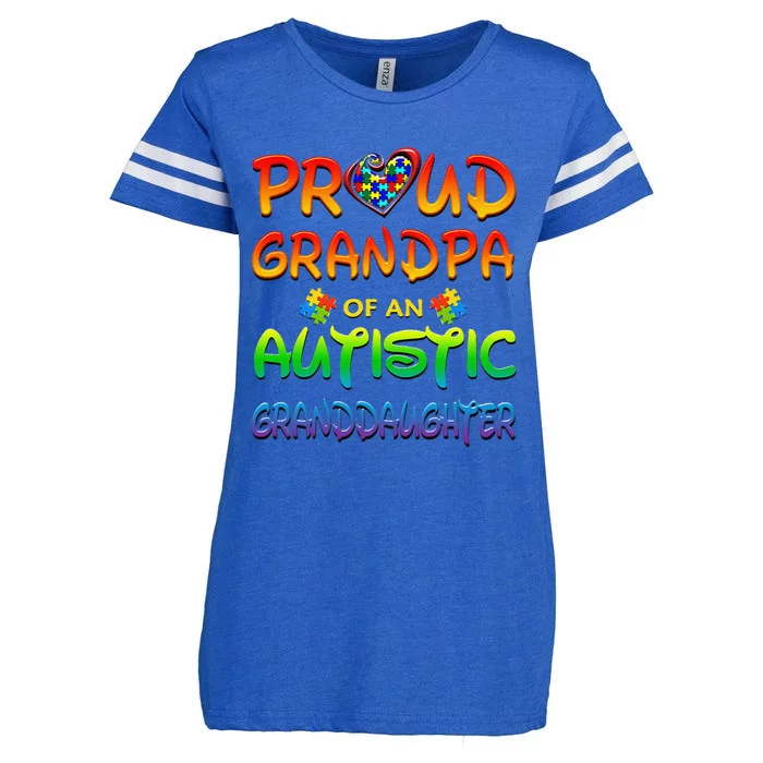 Autism Awareness Wear Proud Grandpa Of Granddaughter Enza Ladies Jersey Football T-Shirt