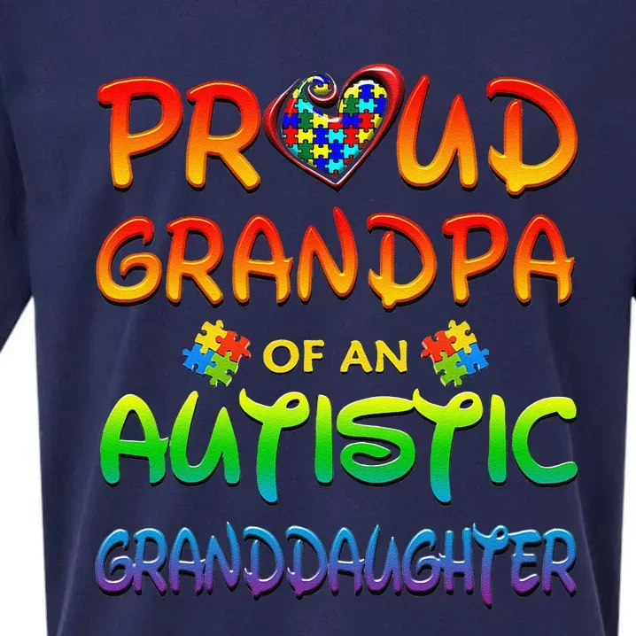 Autism Awareness Wear Proud Grandpa Of Granddaughter Sueded Cloud Jersey T-Shirt