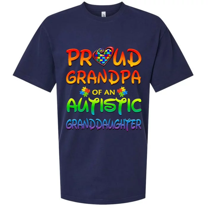 Autism Awareness Wear Proud Grandpa Of Granddaughter Sueded Cloud Jersey T-Shirt