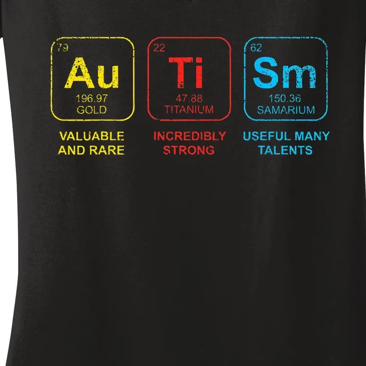 Autism Awareness Women Men Kids Elements Periodic Table ASD Women's V-Neck T-Shirt