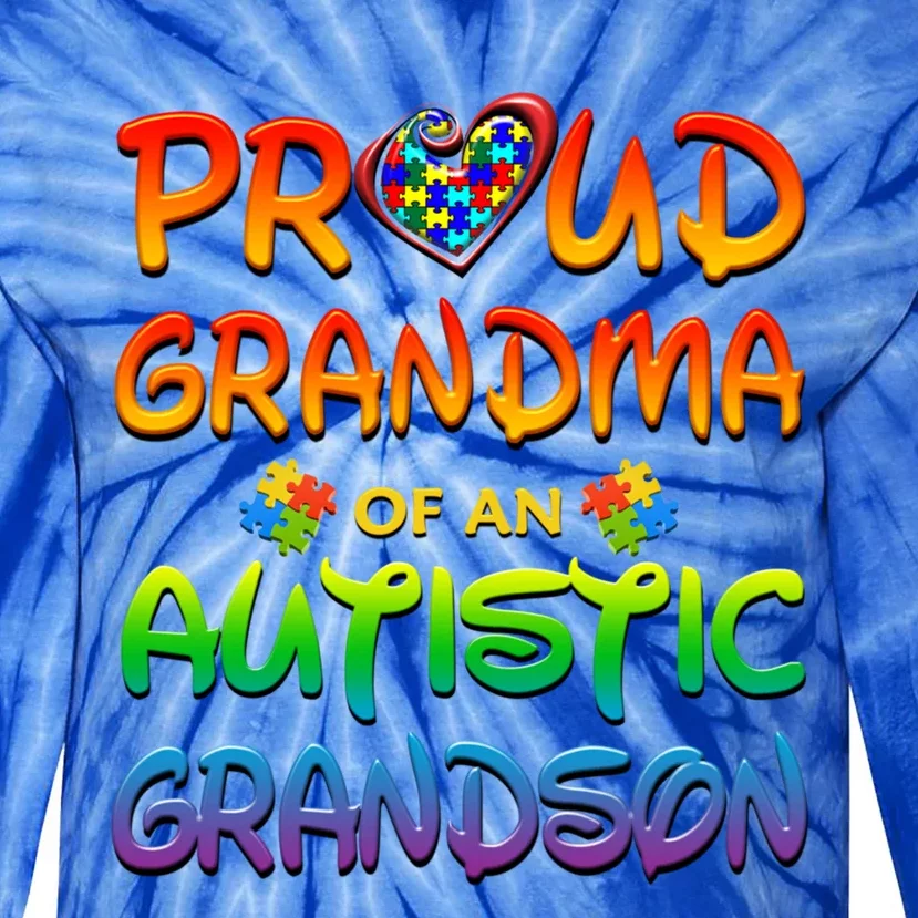 Autism Awareness Wear Proud Grandma Of Grandson Cool Gift Tie-Dye Long Sleeve Shirt