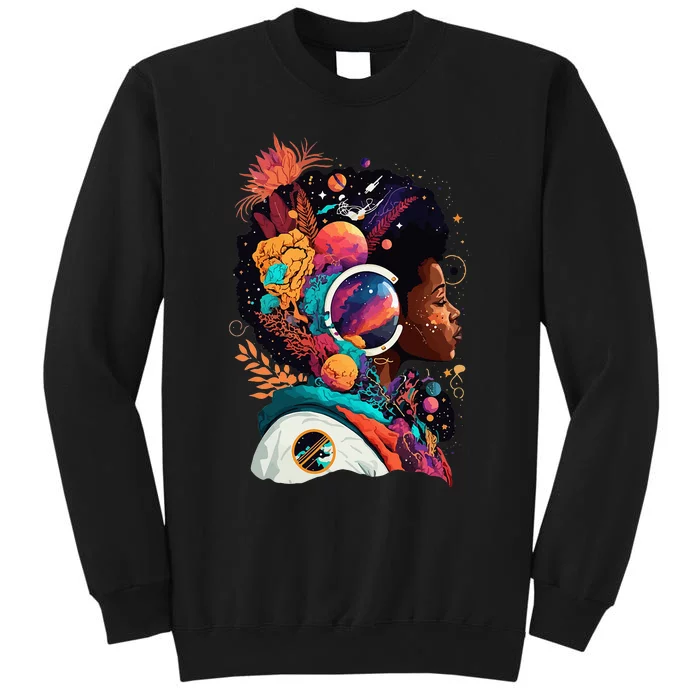 African Afro woman Empower History Melanin Space Astronaut Tall Sweatshirt