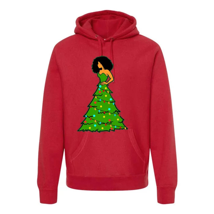 African American Woman Christmas Tree Xmas Decor Premium Hoodie