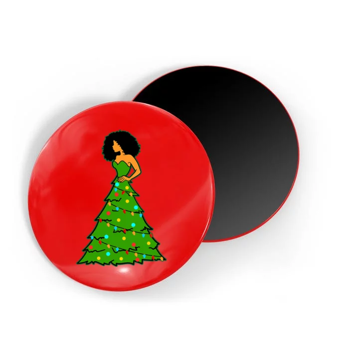 African American Woman Christmas Tree Xmas Decor Magnet