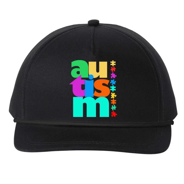 Autism Awareness With Colorful Puzzle Pieces Snapback Five-Panel Rope Hat