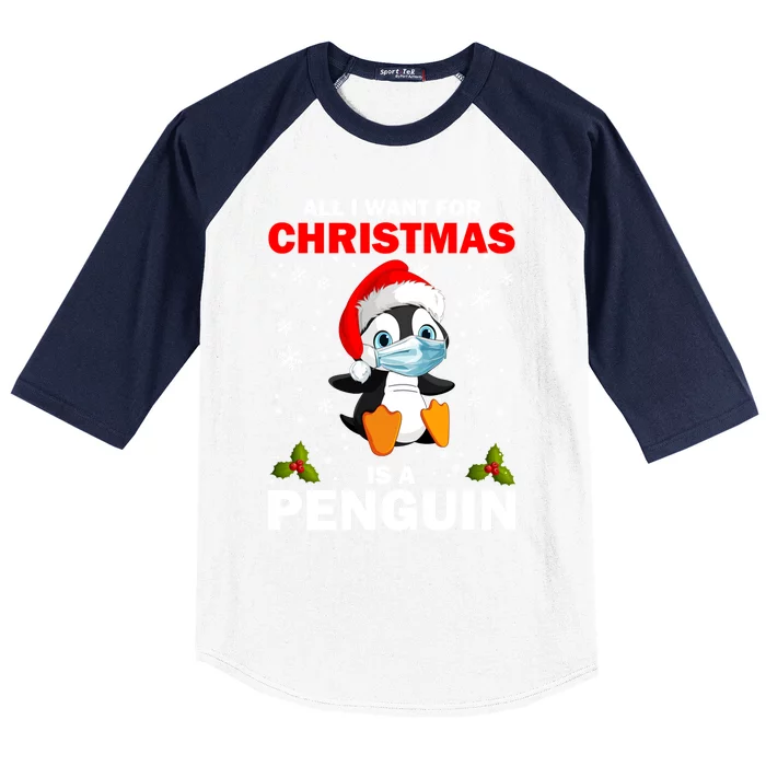 Animals Arctic Xmas All I Want For Christmas Is A Penguin Gift Baseball Sleeve Shirt